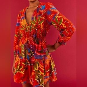 FARM Rio Red Patterned Dress
